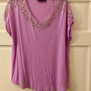 Apt. 9 Purple and Pink Embellished Cap Sleeve Blouse
